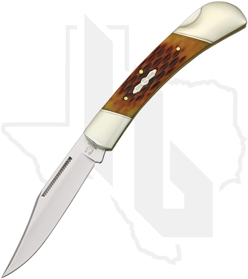 Rough Rider Folding Hunter Lockback RR066 - Amber Bone, Jigged
