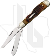 Rough Rider Lockback Trapper RR1069 - Amber, Jigged, Bone