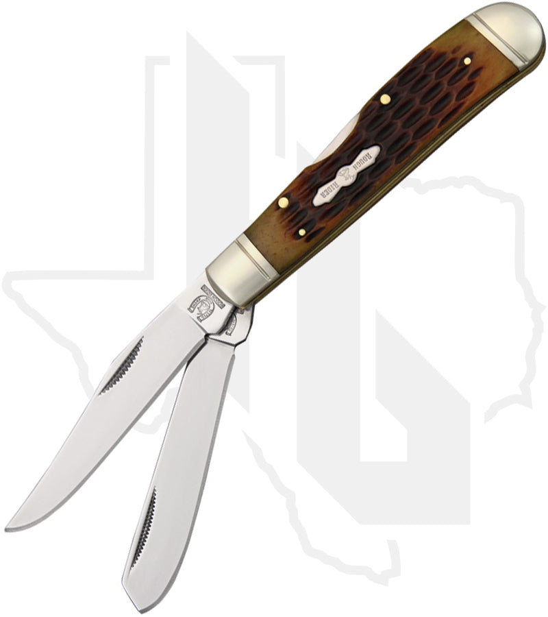 Rough Rider Lockback Trapper RR1069 - Amber, Jigged, Bone