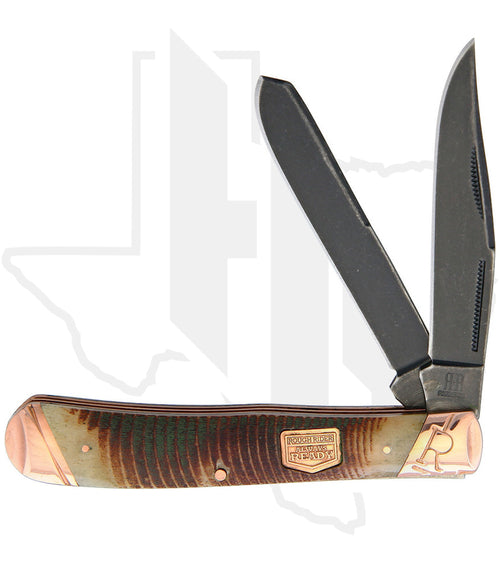 Rough Rider Wrapper Rough Rider Backwoods Bushcrafter Trapper RR1840 - Sawcut Brown Bone ...