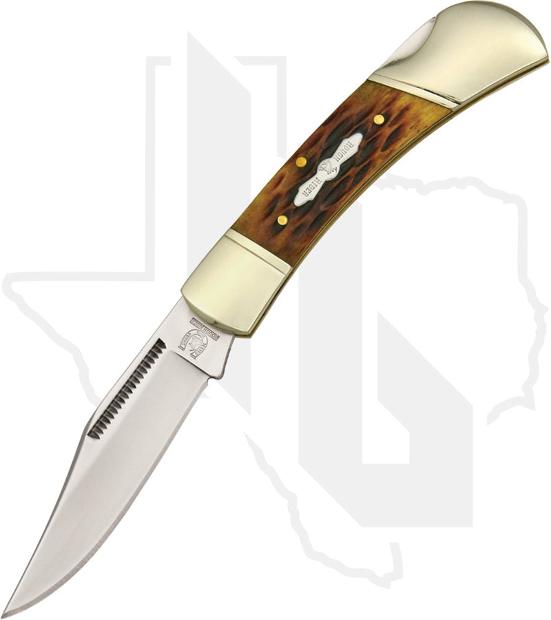 Rough Rider Lockback RR193 - Amber Bone, Jigged