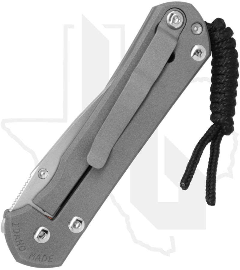 Chris Reeve Knives Small Sebenza 31 S31-1000-004 -Stonewashed Drop Point, Sandblasted Titanium, Silver Hardware