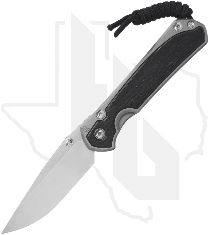 Chris Reeve Knives Small Sebenza 31 S31-1100-002 - Stonewashed Drop Point, Glass Blasted Titanium, Bog Oak Inlay, Silver Hardware