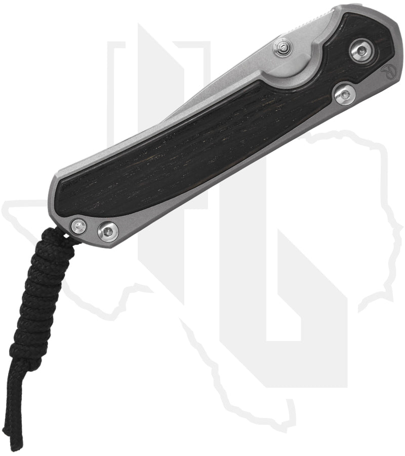 Chris Reeve Knives Small Sebenza 31 S31-1100-002 - Stonewashed Drop Point, Glass Blasted Titanium, Bog Oak Inlay, Silver Hardware