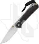 Chris Reeve Knives Small Sebenza 31 S31-1100 - Stonewashed Drop Point, Sandblasted Titanium, Bog Oak Inlay, Gold Hardware