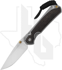 Chris Reeve Knives Small Sebenza 31 S31-1100 - Stonewashed Drop Point, Sandblasted Titanium, Bog Oak Inlay, Gold Hardware