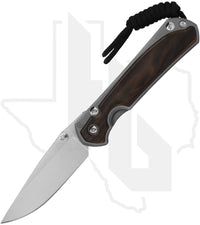 Chris Reeve Knives Small Sebenza 31 S31-1116-002 - Stonewashed Drop Point, Glass Blasted Titanium, Macassar Ebony Inlay, Silver Hardware