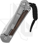 Chris Reeve Knives Small Sebenza 31 S31-1116-002 - Stonewashed Drop Point, Glass Blasted Titanium, Macassar Ebony Inlay, Silver Hardware