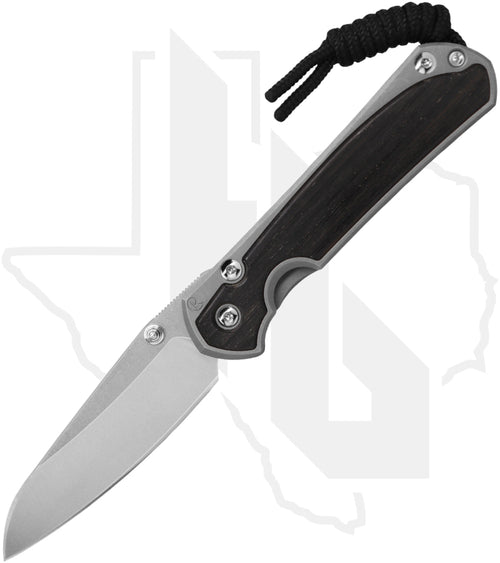 Chris Reeve Knives Small Sebenza 31 S31-1124-002 - Stonewashed Insingo, Glass Blasted Titanium, Bog Oak Inlay, Silver Hardware