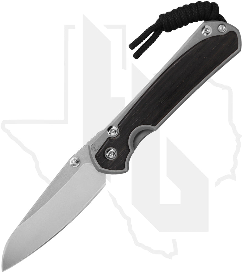 Chris Reeve Knives Small Sebenza 31 S31-1124-002 - Stonewashed Insingo, Glass Blasted Titanium, Bog Oak Inlay, Silver Hardware
