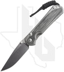 Chris Reeve Knives Small Sebenza 31 S31-1200 - Stonewashed Drop Point, Sandblasted Titanium, Black Micarta Inlay, Silver Hardware