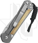 Chris Reeve Knives Small Sebenza 31 S31-1212 -  Stonewashed Drop Point, Sandblasted Titanium, Natural Canvas Micarta Inlay, Silver Hardware