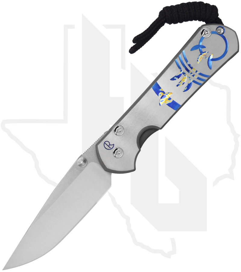 Chris Reeve Knives Small Sebenza 31 S31-1400-U8 - Polished Drop Point, Unique Graphic, Silver Hardware