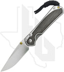Chris Reeve Knives Small Sebenza 31 S31-1620 - Polished Drop Point, Polished/Glass Blasted Titanium, Bog Oak Inlay, Gold Hardware