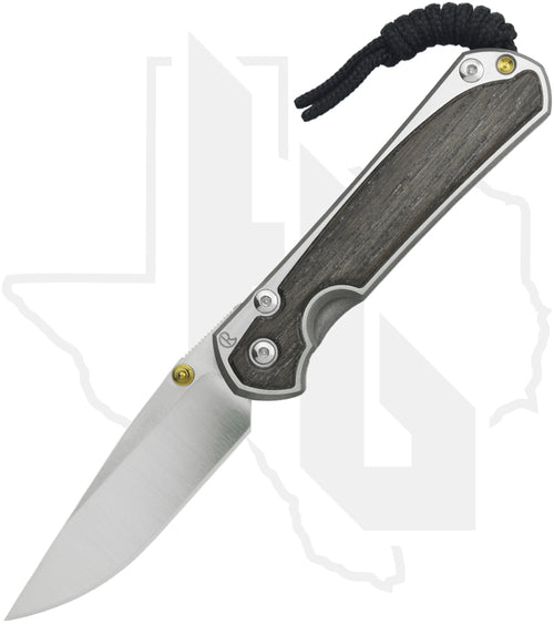 Chris Reeve Knives Small Sebenza 31 S31-1620 - Polished Drop Point, Polished/Glass Blasted Titanium, Bog Oak Inlay, Gold Hardware
