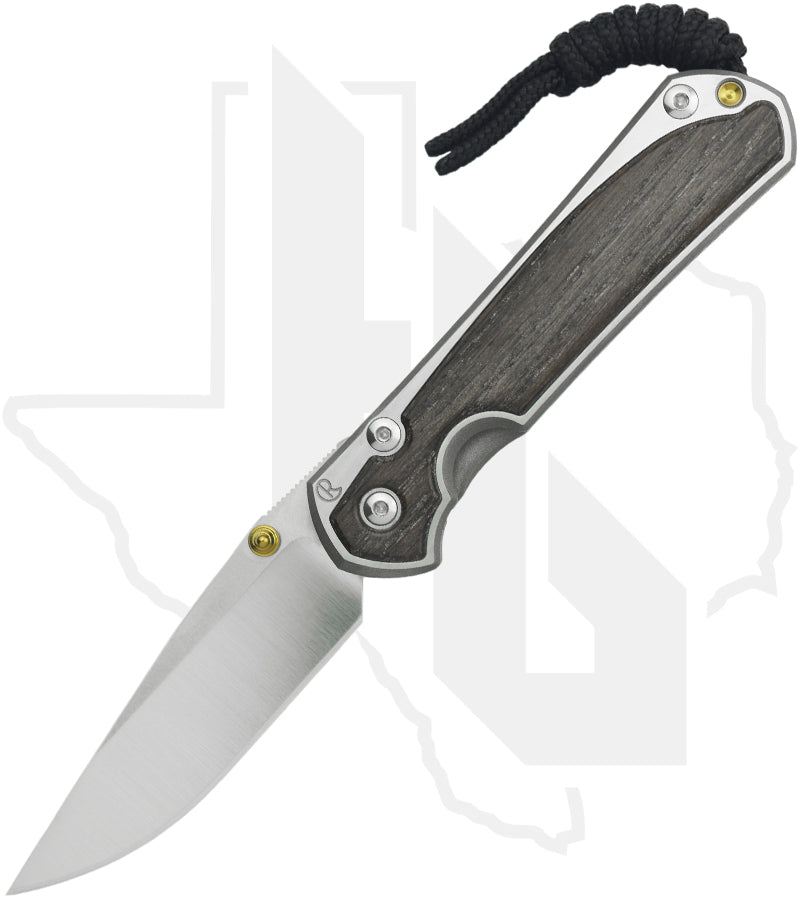 Chris Reeve Knives Small Sebenza 31 S31-1620 - Polished Drop Point, Polished/Glass Blasted Titanium, Bog Oak Inlay, Gold Hardware