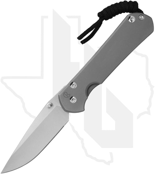 Chris Reeve Knives Small Sebenza 31 S31-1644-004 - Stonewashed Drop Point, Glass Blasted Titanium, Silver Hardware