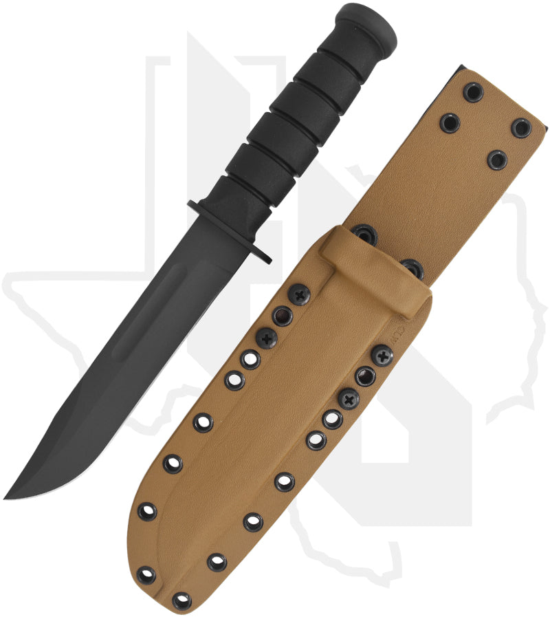Spartan Blades Elite Grade Spartan-KA-BAR SB54BKBKKYTN - Flat Black DLC, Coyote Kydex Sheath