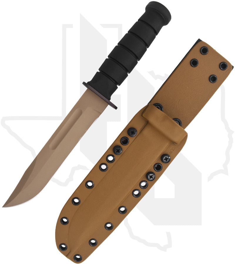 Spartan Blades Elite Grade Spartan-KA-BAR SB54DEBKKYTN - Flat Dark Earth ZrN, Coyote Kydex Sheath