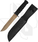 Spartan Blades Elite Grade Spartan-KA-BAR SB54DEBKLTBK - Flat Dark Earth ZrN, Black Leather Sheath