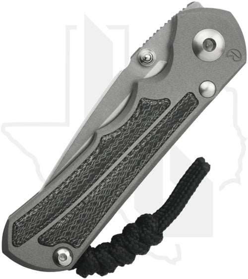 Chris Reeve Knives Small Inkosi SIN-1012 -  Stonewashed Drop Point, Sandblasted Titanium, Black Micarta Inlay, Silver Hardware