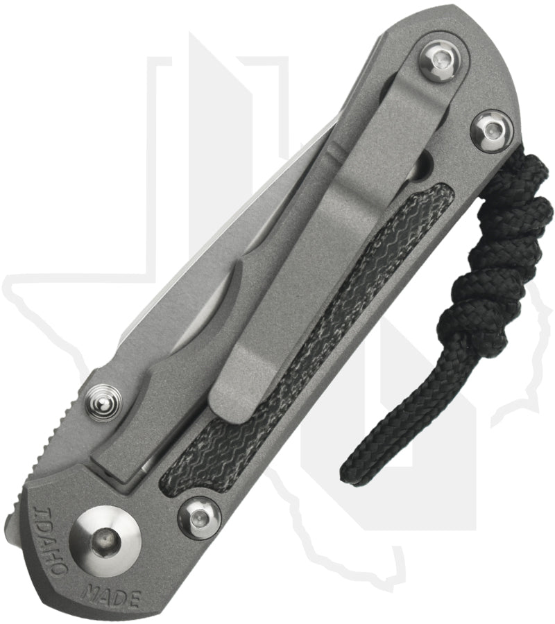 Chris Reeve Knives Small Inkosi SIN-1012 -  Stonewashed Drop Point, Sandblasted Titanium, Black Micarta Inlay, Silver Hardware