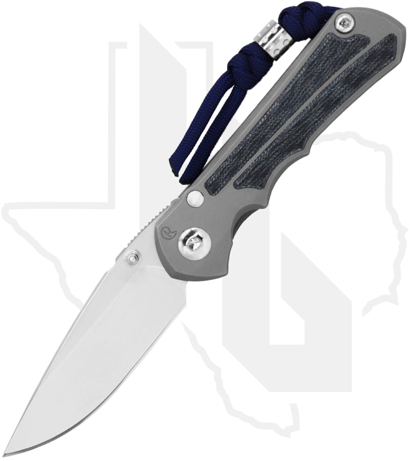 Chris Reeve Knives Small Inkosi SIN-1139 - Stonewashed Drop Point, Glass Blasted Titanium, Blue Denim Micarta Inlay, Silver Hardware, HOB Exclusive