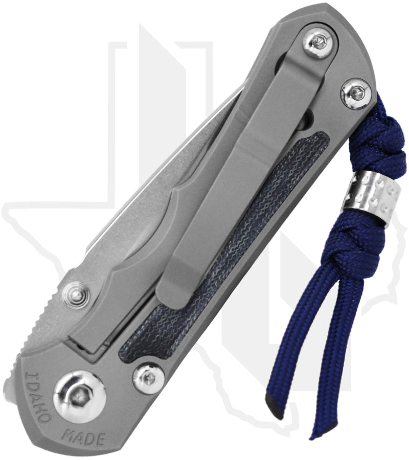 Chris Reeve Knives Small Inkosi SIN-1139 - Stonewashed Drop Point, Glass Blasted Titanium, Blue Denim Micarta Inlay, Silver Hardware, HOB Exclusive