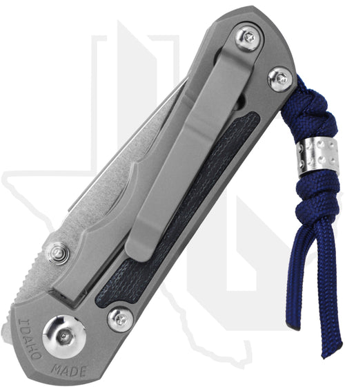 Chris Reeve Knives Small Inkosi SIN-1612 - Stonewashed Tanto, Glass Blasted Titanium, Blue Denim Micarta Inlay, Silver Hardware, HOB Exclusive