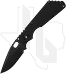 Strider SnG Lego folding knife with black G10 handle and tiger stripe blade