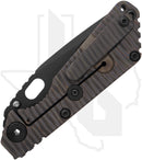 Strider SnG Lego EDC knife with tiger stripe blade and titanium lock side