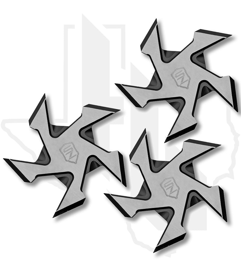 Sierra Zulu 3 Pc Buzzsaw Throwing Star Set SZ-5600 - Stainless Steel, Black/Satin