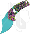 Kansept Wasp T2144F5 - Jade G-10 w/ Purple Undead Print, Holes, Light Blue