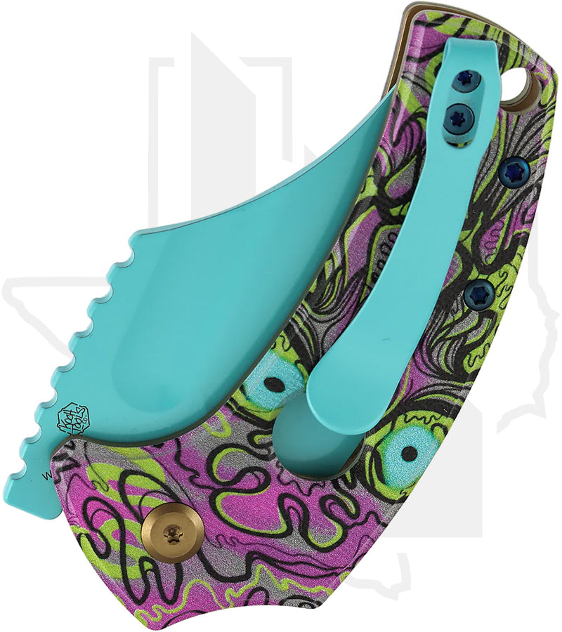 Kansept Wasp T2144F5 - Jade G-10 w/ Purple Undead Print, Holes, Light Blue