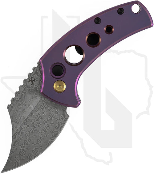Kansept Wasp T2144F6 - Purple Titanium, Holes, Damascus
