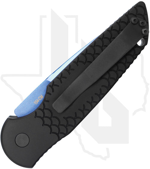 Pro-Tech TR-3 X1 TR-3-X1-SB - Black Fish Scale Aluminum, Sapphire Blue PVD, Abalone Button