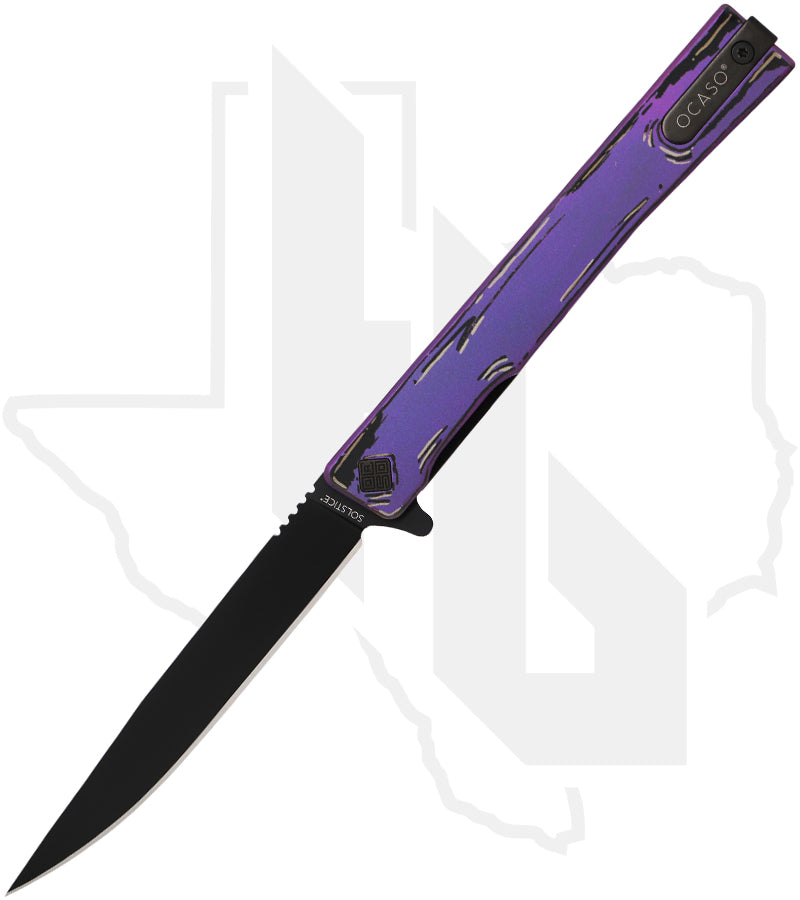 Ocaso Knives Solstice TS001-CS-PUR - Purple Cel Shade Titanium, Black PVD
