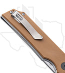 EIKONIC Tsuru TS8SBRN - Coyote Brown G-10, Two Tone Hand-Rubbed Satin & Dark Acid Stonewashed