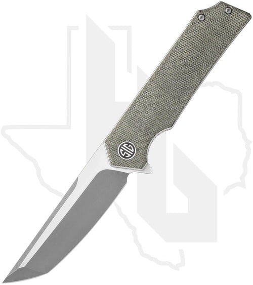 EIKONIC Tsuru TS8SG - Olive Green Micarta, Two Tone Hand-Rubbed Satin & Dark Acid Stonewashed