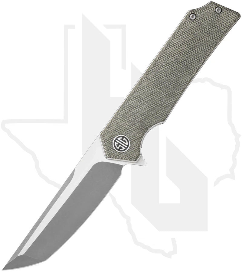EIKONIC Tsuru TS8SG - Olive Green Micarta, Two Tone Hand-Rubbed Satin & Dark Acid Stonewashed
