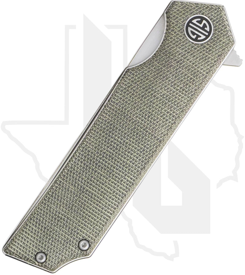 EIKONIC Tsuru TS8SG - Olive Green Micarta, Two Tone Hand-Rubbed Satin & Dark Acid Stonewashed