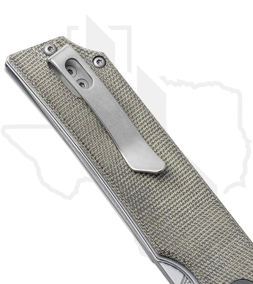 EIKONIC Tsuru TS8SG - Olive Green Micarta, Two Tone Hand-Rubbed Satin & Dark Acid Stonewashed