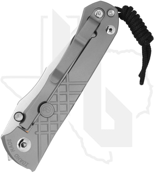 Chris Reeve Knives Umnumzaan UMN-1012 - Stonewashed Drop Point, Glass Blasted Titanium, Silver Hardware