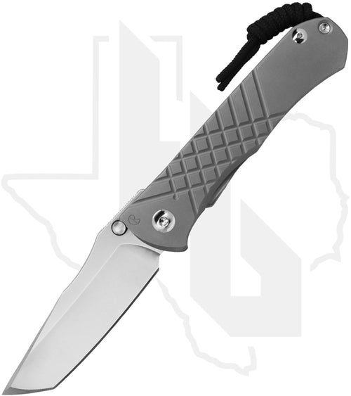 Chris Reeve Knives Umnumzaan UMN-1014 - Stonewashed Tanto, Glass Blasted Titanium, Silver Hardware