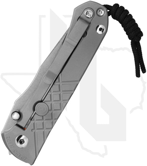 Chris Reeve Knives Umnumzaan UMN-1014 - Stonewashed Tanto, Glass Blasted Titanium, Silver Hardware