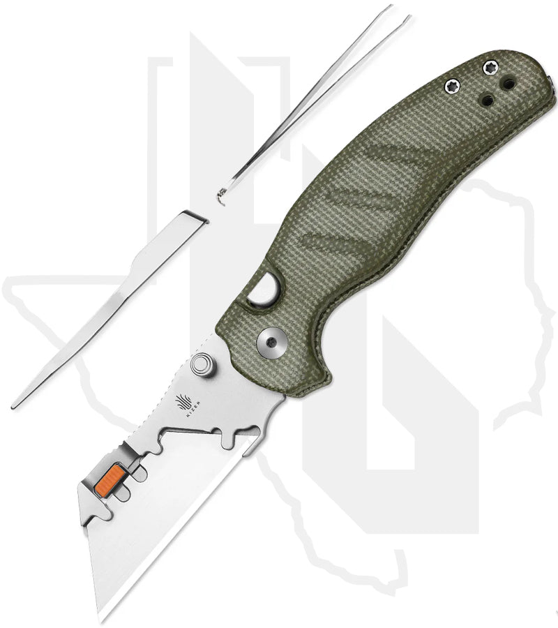 Kizer Sheepdog C01C Uti 2 V3488.29JNA1 - Green Micarta, Bead-Blasted