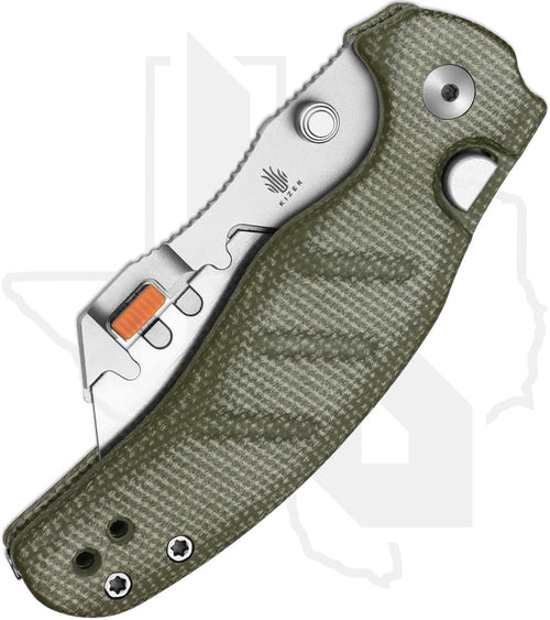 Kizer Sheepdog C01C Uti 2 V3488.29JNA1 - Green Micarta, Bead-Blasted