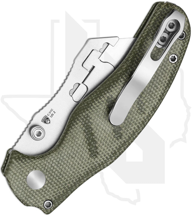 Kizer Sheepdog C01C Uti 2 V3488.29JNA1 - Green Micarta, Bead-Blasted