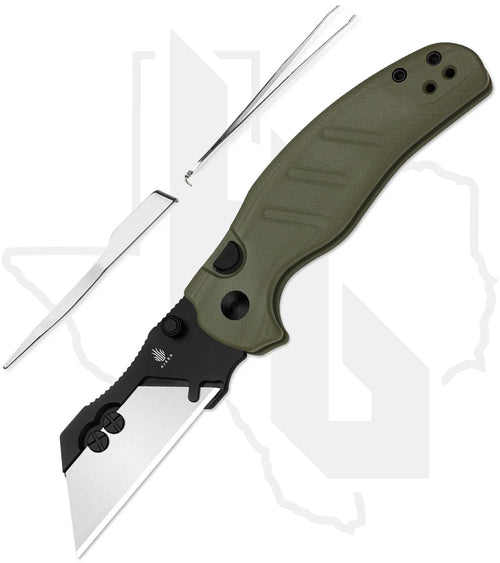 Kizer Sheepdog C01C Uti 1 V3488.29JSA2 - Olive Green G-10, Black PVD
