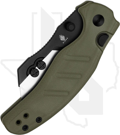 Kizer Sheepdog C01C Uti 1 V3488.29JSA2 - Olive Green G-10, Black PVD